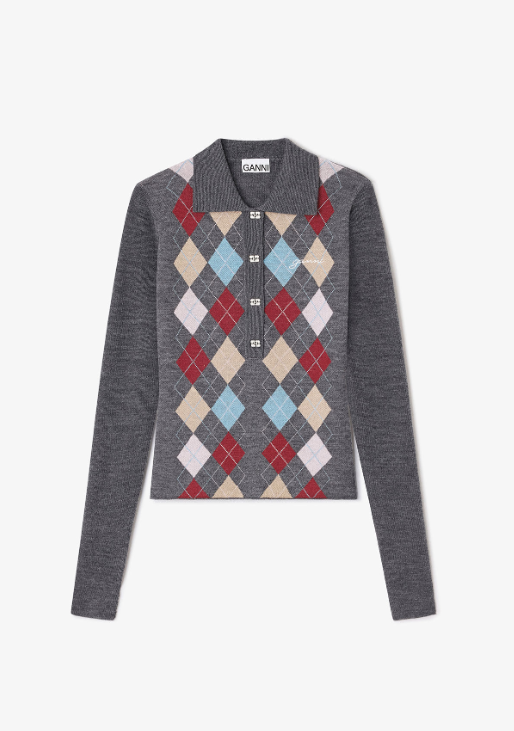 Polo Ganni punto Paloma gris Polo Ganni punto Paloma gris